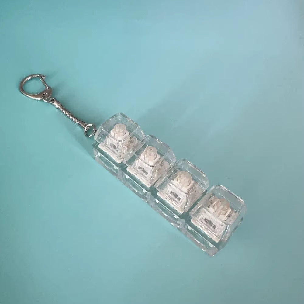 Relaxing DIY Keyboard Fidget Keychain Keys Button Keycap Clicker Toy with Light 4Keys Pinch Toy Adult